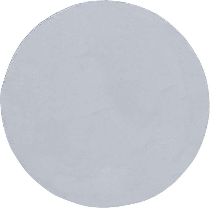 SAFAVIEH Washable Rug Faux Rabbit Fur Shag Collection - 6' Round, Silver, Slip Resistant & Easy Cleaning, Ideal for Living Room, Bedroom, Kids Playroom, Nursery, Dining Space (FRF976G)