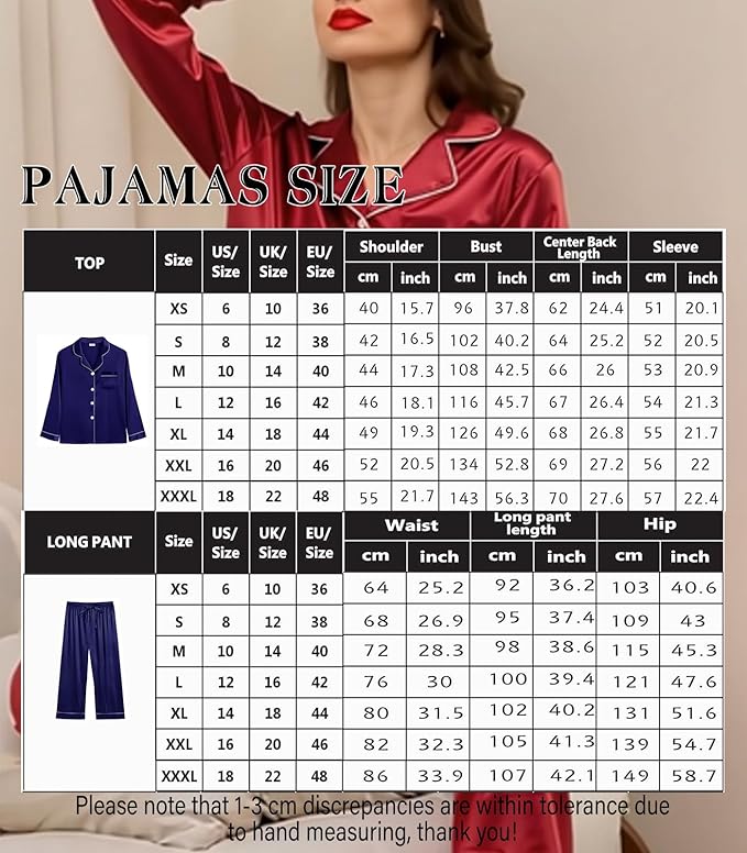 WJing Yi Jia 3Pcs Satin Pajama Sets For Women XS-3XL Womens Silk Pajamas Set Silky Sleepwear Nigtwear Loungewear Long Pj Set