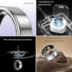Smart Ring for Women&Men-Activity/Sleep/Heart Rate/HRV/Stress/Women's Health Tracker-IP68 Waterproof/Wearable-No Subscription Fee Required-Compatible with iPhone &Android