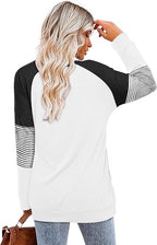 Magritta Women's Long Sleeve Leopard Color Block Tunic Comfy Crewneck T Shirt Tops Black XL