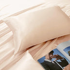 Champagne King Size Satin Pillowcase Set of 2 with Envelope Closure,Champagne Silk Pillowcase for Hair and Skin (20x36)