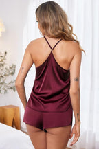Ekouaer Silk Pajamas Set for Women Satin Lingerie Pjs Cami Top and Shorts Soft 2 Piece Nightwear