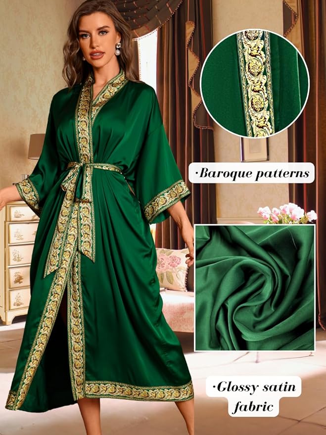 ChiaoLezhee Satin Robe Sets For Women, 2-PC Lightweight Bathrobe, Silk Sleepwear Kimono Bridesmaid Sexy Robes