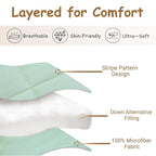 ZPECC Toddler Down Alternative Comforter, 39x47 Hypoallergenic Baby Blanket Quilt, Soft Breathable Lightweight All Season Kids Duvet Insert for Crib Stroller Cot Daycare, Green Stripe