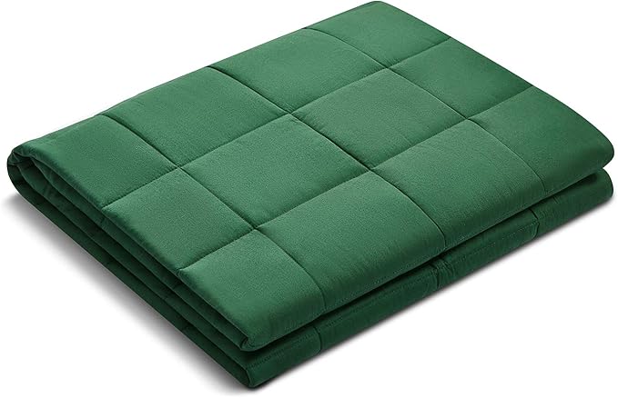 TONGDADA Kids Weighted Blanket | 40''x60'',10lbs | for Child Between 80-125 lbs | Premium Cotton Material with Glass Beads | Dark Green