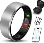 Smart Health Ring 2.0 for Women Men, Slim Scratch & Fingerprint Resistant Design, Efficient Chip Fitness Tracker, Monitors Heart, Blood Oxygen & Pressure, Sleep, Steps, Waterproof, Silver 8