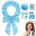 Satin Heatless Hair Curler Curls Overnight Hair Curlers to Sleep in, Hair Curlers No Heat Curls Overnight, Heatless Curling Set for Women Long Hair - 8 Pcs (Blue)
