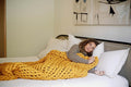 Nuzzie Original Knit Weighted Blanket- Breathable, Cooling, Hand Made Knit Throw Blanket for Sleep - Machine Washable, Stylish Design (Marigold, Full | 16lbs | 48"x72")