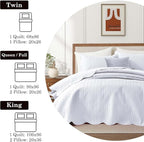 IR Imperial Rooms Queen Quilt Bedding Set (90" x 96") - Bulk Pack of 10 Wholesale for Hotels, Guest Bedroom & Airbnbs - Lightweight Microfiber Reversible Embossed Quilts Bedspreads (White)