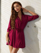 Senert Women's Silk Kimono Robe - Bride Bridesmaid Satin Sleepwear for Wedding Party - Short Silky Bathrobe