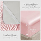 MR&HM Satin Bed Sheets, Twin XL Size Sheets Set, 3 Pcs Silky Bedding Set with 15 Inches Deep Pocket for Mattress (Twin XL, Light Pink)