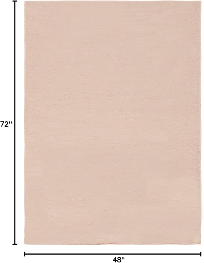 SAFAVIEH Washable Rug Faux Rabbit Fur Shag Collection - 4' x 6', Beige, Slip Resistant & Easy Cleaning, Ideal for Living Room, Bedroom, Nursery, Boys & Girls Kids Playroom, Dining Space (FRF976B)