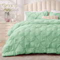 BEDELITE Sage Green Queen Comforter Set - 3 Pieces Boho Pintuck Bedding Comforter Sets, Lightweight Soft & Warm Bed Comforter Queen with 2 Pillowcases for All Season