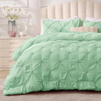 BEDELITE Sage Green Twin Comforter Set - 2 Peices Boho Pintuck Bedding Comforter Sets, Lightweight Soft & Warm Twin Bedding Sets with 1 Pillowcase for All Season