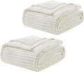 Nestl White Throw Blanket for Couch - Cozy Warm Fuzzy Blankets for Women, Set of 2 Small Fleece Throws for Girls - Off White, 50 x 60 Inches