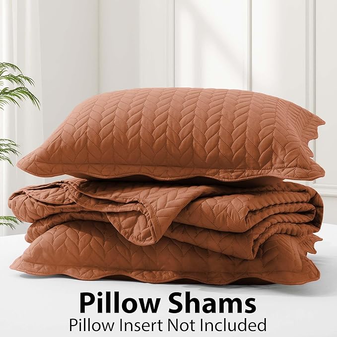 IR Imperial Rooms Queen Quilt Bedding Set (90" x 96") - Bulk Pack of 10 Wholesale for Hotels, Guest Bedroom & Airbnbs - Lightweight Microfiber Reversible Embossed Quilts Bedspreads (Rust)