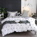 Omelas Kids Heart Love Queen Duvet Cover Set Black and White Teens Girls Lovely Heart-Shaped Pattern Striped Reversible Full/Queen Bedding Soft Breathable Quality Brushed Microfiber (3 Pcs,XD,Q)