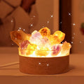Runyangshi Natural Crystal Night Lamp Bedroom Bedside Sleep Night Light Citrine Amethyst Healing Crystal Gemstone Quartz Ambient Light USB Powered Night Decoration Desktop Ornament for Home Decor Gift