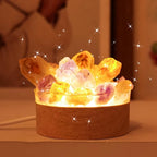 Runyangshi Natural Crystal Night Lamp Bedroom Bedside Sleep Night Light Citrine Amethyst Healing Crystal Gemstone Quartz Ambient Light USB Powered Night Decoration Desktop Ornament for Home Decor Gift
