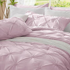BEDELITE Light Purple King Size Comforter Set - 3 Pieces Boho Pintuck Bedding Comforter Sets, Lightweight Soft & Warm King Bedding Set with 2 Pillowcases for All Season