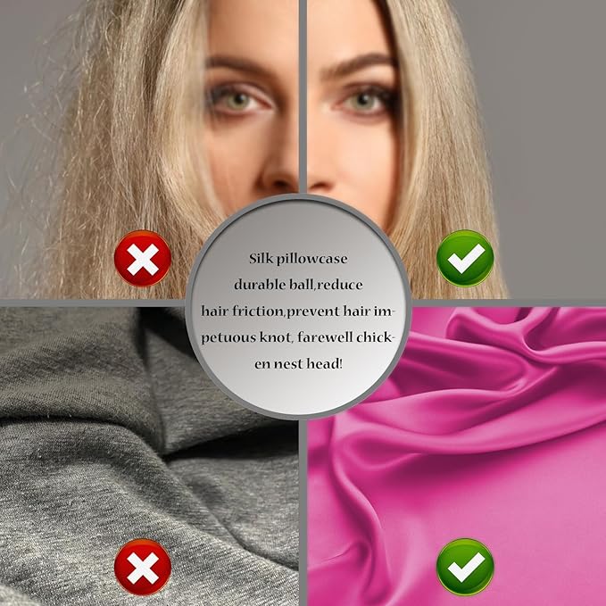 Natural Mulberry Silk Pillowcase for Hair and Skin Queen Size 20"X30" Pillow Case with Hidden Zipper Soft Breathable Smooth Cooling Silk Pillow Covers for Sleeping (Hot Pink,Queen,1Pcs)