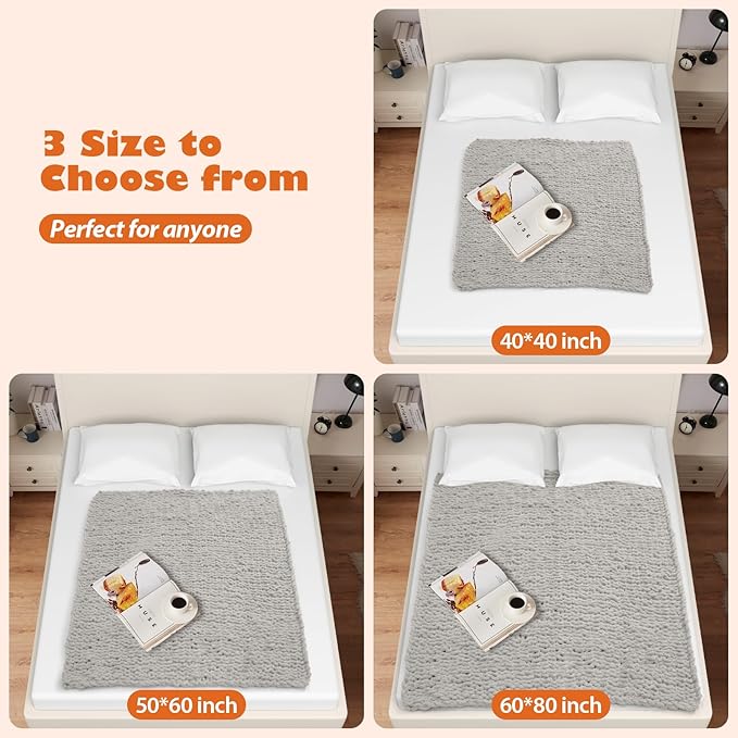 Chunky Knit Blanket Throw, 50x60inch Soft Chenille Yarn Throw, Handmade Warm Thick Cable Knit Crochet Blanket, Large Rope Knot Throw Blanket for Couch Bed Sofa,Light Grey