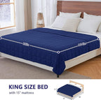 yescool Weighted Blanket for Adults (25 lbs, 88” x 104”, Blue) Cooling Heavy Blanket for Sleeping Perfect for 240-260 lbs, King Size Breathable Blanket with Premium Glass Bead