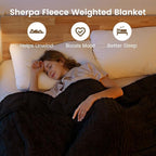 Sherpa Fleece Adult Weighted Blanket Great for Sleep, 15 lbs Dual Sided Soft Fuzzy Heavy Blankets for Couch Bed Sofa, Cozy Warm Fluffy Arched Jacquard Throw for Winter (Black, 48" x 72", 15 Pounds)