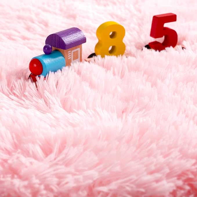 Noahas Fluffy Pink Rugs for Bedroom Girls,Door Mat Indoor Entrance,2x3 Shaggy Small Non-Slip Entryway Entry Area Rugs,Soft Plush Bedside Throw Kids Carpet Home Decor