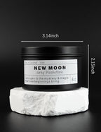 NEW Moon Handmade Candle, New Beginnings, Ritual Energy Gift, Intention De-Stress Good Fortune, Success Protection, Meditation, Moonstone, Soy Wax (8oz)