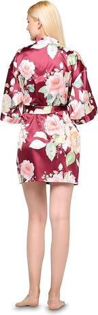 Turquaz Women's Bride Bridesmaids Silky Robe Satin Kimono Robes for Women Lingerie