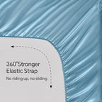 BEDELITE King Size Sheets Set, Luxury Soft Airy Blue Satin Sheets for Hair and Skin, Similar to Silk Bed Sheets Set 4 Pieces with 1 Deep Pocket Fitted Sheet, 1 Flat Sheet, and 2 Pillowcases