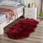 Faux Sheepskin Fur Rug, Burgundy Soft Fluffy Shaggy Area Rug Ultra Soft 2 x 3 Feet Sheepskin Fur Rug for Bedroom Sofa Living Room Floor Bedroom
