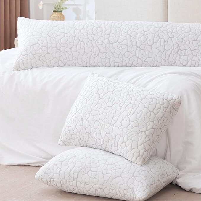 Cooling Pillows for Sleeping 2 Pack, King Size Adjustable Shredded Memory Foam Pillows, Firm Bed Pillows for Side, Back, Stomach, Hot Sleepers, Cold Pillow with Removable Washable Cover