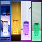 Crystal Touch Control Rose Lamp - 16 Color Dimmable LED Desk Lamp Light, Battery Operated Small Table Lamp for Bedroom with Remote Controller, Night Light, Gift for Mom Dad Wife