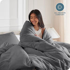 Bare Home Bedding Duvet Cover Oversized King Size - Premium 1800 Super Soft Collection - Lightweight, Duvet Cover - Soft Textured Bedding (Oversized King, Grey)
