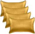 Elegant Comfort 4-Pack King Satin Pillowcase Set with Hidden Zipper Closure, Gold, 20" x 40"