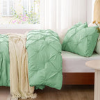 BEDELITE Sage Green Twin Comforter Set - 2 Peices Boho Pintuck Bedding Comforter Sets, Lightweight Soft & Warm Twin Bedding Sets with 1 Pillowcase for All Season