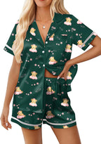 Ekouaer Womens Silk Pajama Sets Button Up Satin Pjs Short Sleeve 2 Piece Pj Sets Cute Lounge Sets with Chest Pocket