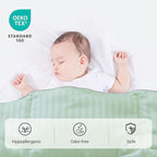 ZPECC Toddler Down Alternative Comforter, 39x47 Hypoallergenic Baby Blanket Quilt, Soft Breathable Lightweight All Season Kids Duvet Insert for Crib Stroller Cot Daycare, Green Stripe