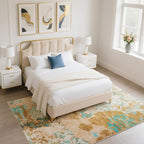CRYPTOLITE Living Room Rug Washable Abstract Rugs with Non-Slip Backing Low Pile Area Rug for Living Room, Bedroom, Dining Room, 6x9, Orange-Yellow
