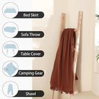 Cotton Muslin Throw Blanket with Tassels, Lightweight Woven Gauze, Pre-Washed Breathable Farmhouse Decor for Bed, Couch, All-Season Use (Rust, 50" x 60")