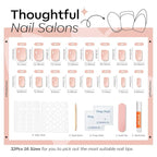 Modelones Nude Pink Press on Nails, Spring Short Square Fake Nails, Semi-Transparent Reusable Nail Kit with Nail Glue Adhesive Tabs Mini Nail File, Nails Press Ons 32Pcs16 Sizes, Women Girl Gift