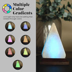 POHS Himalayan USB Mini Salt Lamp, 7 Color Changing LED Bulb, Hand Crafted Crystal Rock Salt Night Light for Home Decor, Desk, and Gift | Premium Quality Wood Base and USB Cable (Pyramid)