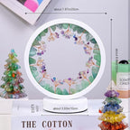 Runyangshi Natural Crystal Green Fluorite Small Tree Round White Frame Tri-Color Ambient Light Home Decoration Night Light Gift for Women