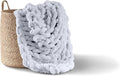 Adyrescia Chunky Knit Blanket Throw | 100% Hand Knit with Jumbo Chenille Yarn (60"x80", Light Gray)