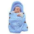 XMWEALTHY Newborn Baby Wrap Swaddle Blanket Knit Sleeping Bag Sleep Sack Stroller Wrap for Baby Light Blue 0-6 Month