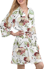 WJing Yi Jia Womens Satin Kimono Robe Silky Robes Floral Bathrobe Bride Bridesmaid Wedding Bridal Dressing Gown Loungewear