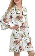 WJing Yi Jia Womens Satin Kimono Robe Silky Robes Floral Bathrobe Bride Bridesmaid Wedding Bridal Dressing Gown Loungewear