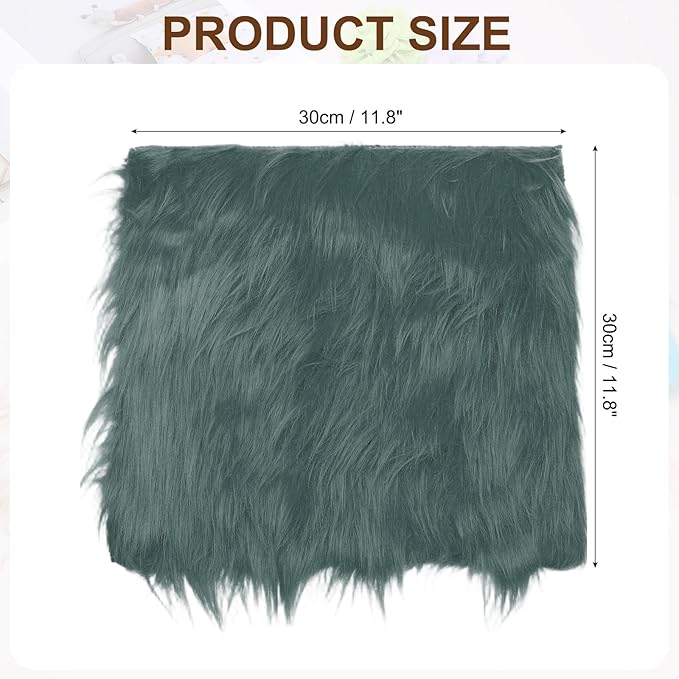 PATIKIL 12" Locker Rug, Small Area Rug Mini Faux Fur Rugs Small Locker Carpet Soft Fluffy Tiny Photography Props Square for Nail Photo Tabletop Background Picture Decoration, Dark Gray